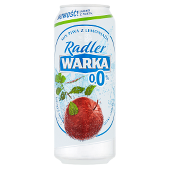 Obrazek Warka Radler Piwo bezalkoholowe z lemoniadą o smaku jabłka z miętą 500 ml