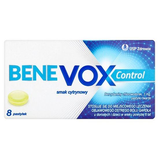 Benevox Control Pastylki twarde smak cytrynowy 8 pastylek