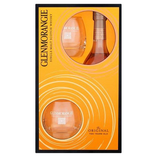 Glenmorangie The Original 10 Y.O. Highland Single Malt Szkocka whisky 70 cl i 2 szklanki