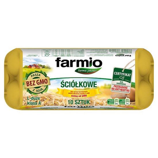 Farmio Jaja ściółkowe od kur karmionych paszą z soją bez GMO L 10 sztuk