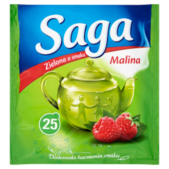 Obrazek Saga Herbata zielona o smaku malina 32,5 g (25 torebek)