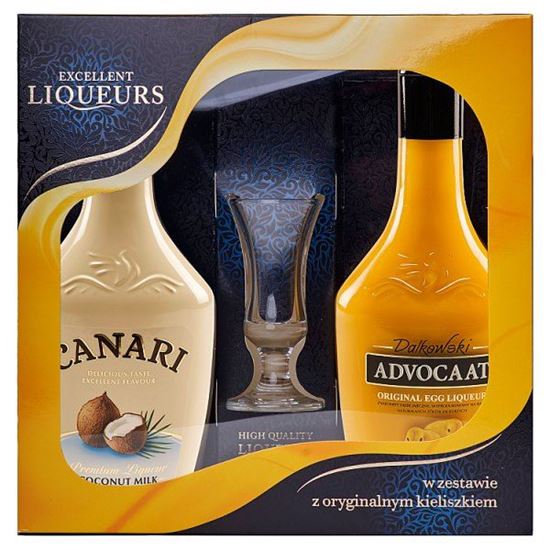 Excellent Liqueurs Dalkowski Advocaat Likier jajeczny 350 ml i Canari Likier 350 ml + kieliszek
