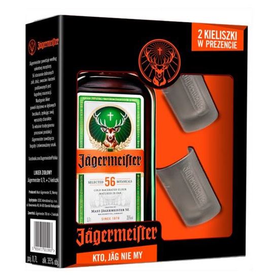 Jägermeister Likier ziołowy 700 ml i 2 kieliszki