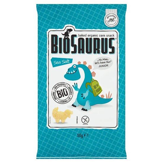 BioSaurus Ekologiczne pieczone chrupki kukurydziane o smaku soli morskiej 50 g