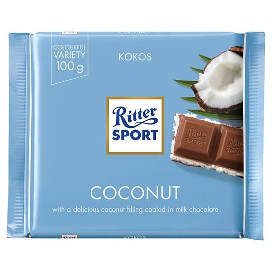 Ritter Sport Czekolada mleczna nadziewana kremem mleczno-kokosowym 100 g