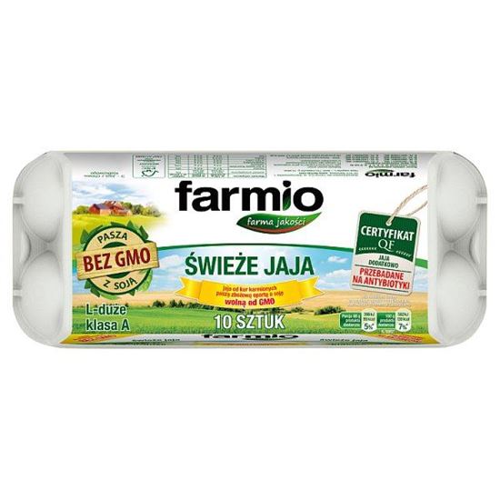 Farmio Jaja świeże od kur karmionych paszą z soją bez GMO L 10 sztuk