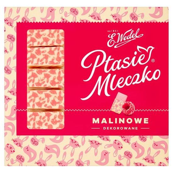 E. Wedel Ptasie Mleczko malinowe dekorowane 380 g