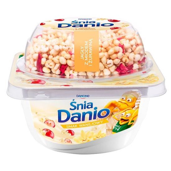 Danone ŚniaDanio Serek homogenizowany smak waniliowy jagły z miodem i żurawiną 135 g