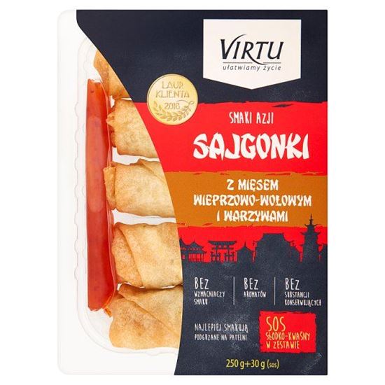 Virtu Smaki Azji Sajgonki z mięsem wieprzowo-wołowym i warzywami 250 g + sos słodko-kwaśny 30 g