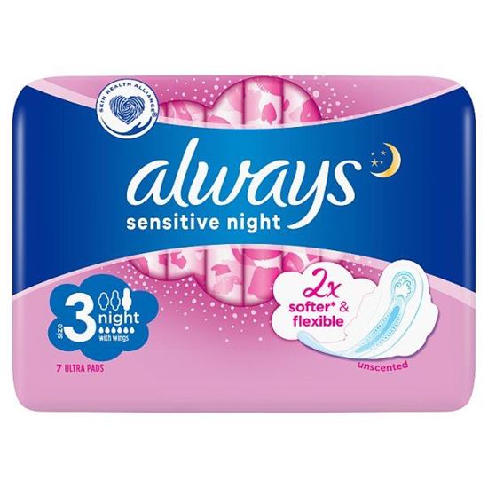 Always Ultra Sensitive Night Podpaski ze skrzydełkami (rozmiar 3)