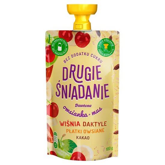 Drugie śniadanie Owsianka + mus wiśnia daktyle płatki owsiane kakao 100 g