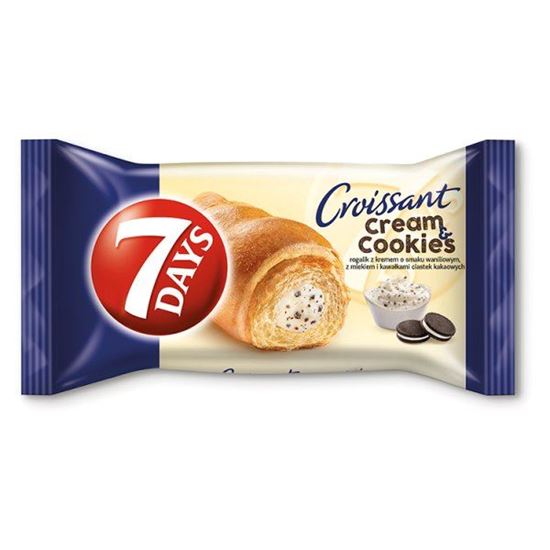 7 Days Cream & Cookies Rogalik z kremem o smaku waniliowym z mlekiem i kawałkami ciastek 60 g