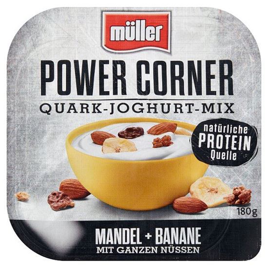 Müller Power Corner Serek + jogurt z dodatkiem migdałów i banana 180 g