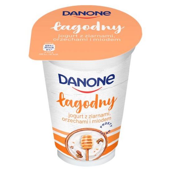 Danone łagodny Jogurt z ziarnami orzechami i miodem 175 g