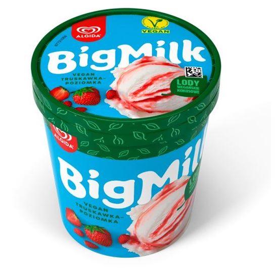 Algida Big Milk Lody wegańskie kokosowe truskawka-poziomka 450 ml