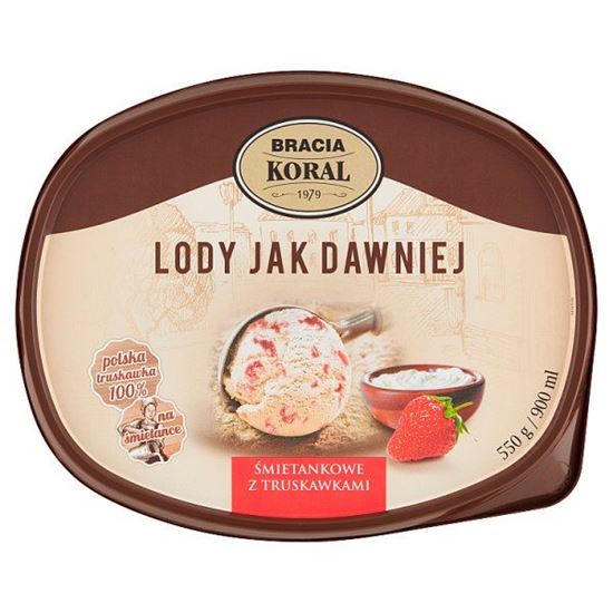 Bracia Koral Lody jak dawniej Lody śmietankowe z truskawkami 900 ml
