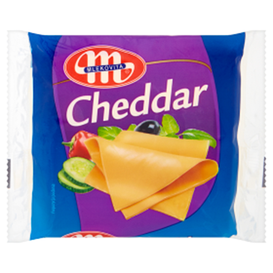 Obrazek Mlekovita Cheddar Ser topiony w plastrach 130 g (8 plasterków)