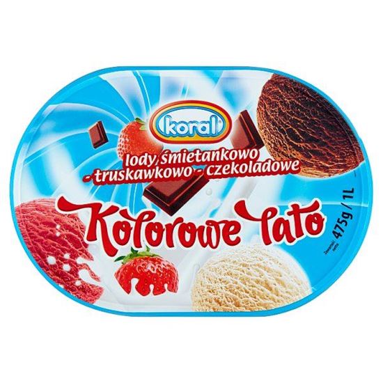 Koral Kolorowe lato Lody śmietankowo-truskawkowo-czekoladowe 1 l