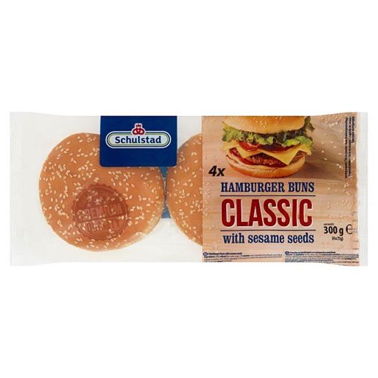 Schulstad Bułki pszenne do hamburgerów klasycznych 300 g (4 x 75 g)