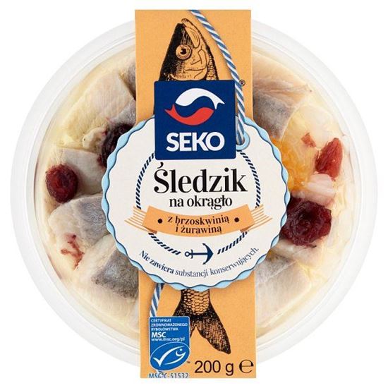 Seko Śledzik na okrągło z brzoskwinią i żurawiną 200 g
