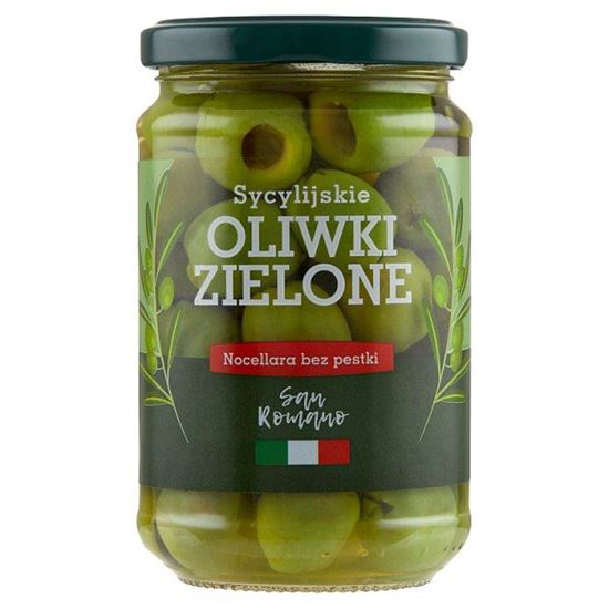 San Romano Sycylijskie oliwki zielone Nocellara bez pestki 300 g