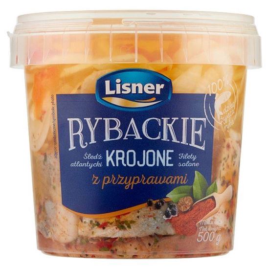 Lisner Rybackie Śledzie atlantyckie krojone z przyprawami 500 g