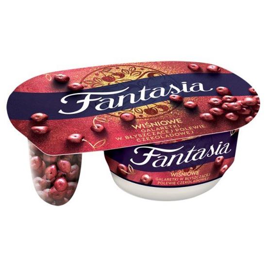 Danone Fantasia Jogurt kremowy wiśniowe galaretki w błyszczącej polewie czekoladowej 105 g