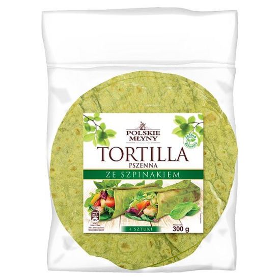 Polskie Młyny Tortilla pszenna ze szpinakiem 300 g (4 sztuki)