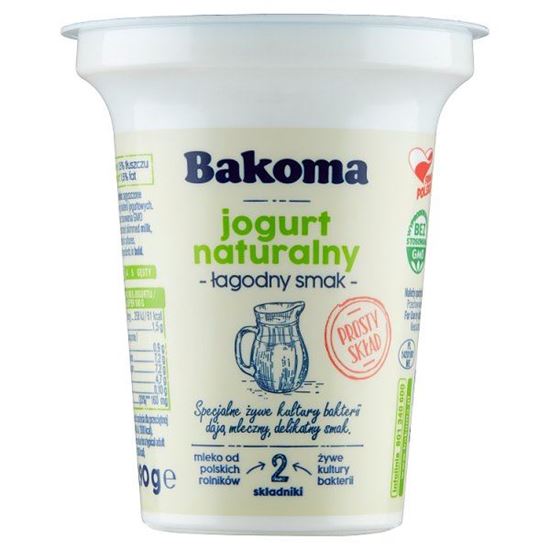 Bakoma Jogurt naturalny łagodny smak 290 g