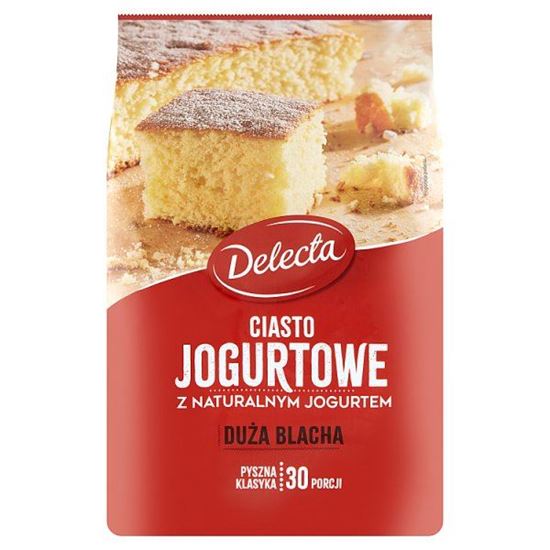 Delecta Duża Blacha Ciasto jogurtowe z naturalnym jogurtem mieszanka do wypieku ciasta 600 g