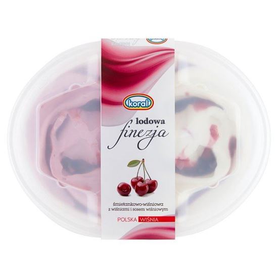 Koral Lodowa finezja Lody śmietankowo-wiśniowe z wiśniami i sosem wiśniowym 1 l