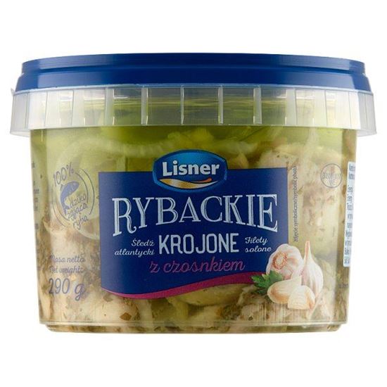 Lisner Rybackie Śledzie atlantyckie krojone z czosnkiem 290 g