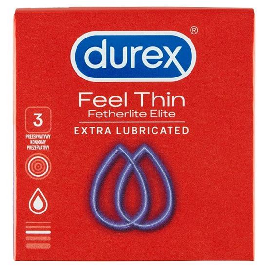 Durex Feel Thin Fetherlite Elite Extra Lubricated Prezerwatywy 3 sztuki