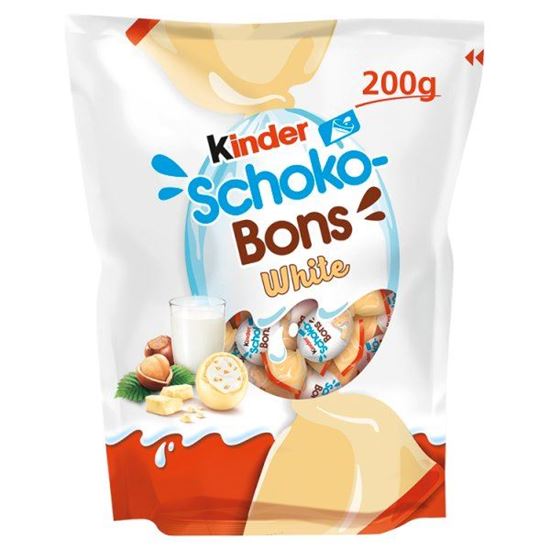 Kinder Schoko-Bons White Czekoladki z białej czekolady z nadzieniem mlecznym i orzechami 200 g