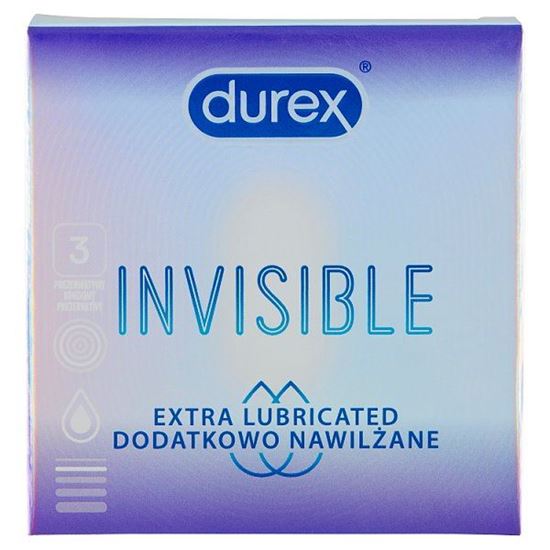 Durex Invisible Dodatkowo nawilżane Prezerwatywy 3 sztuki