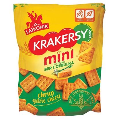 Lajkonik Krakersy mini o smaku ser i cebulka 100 g