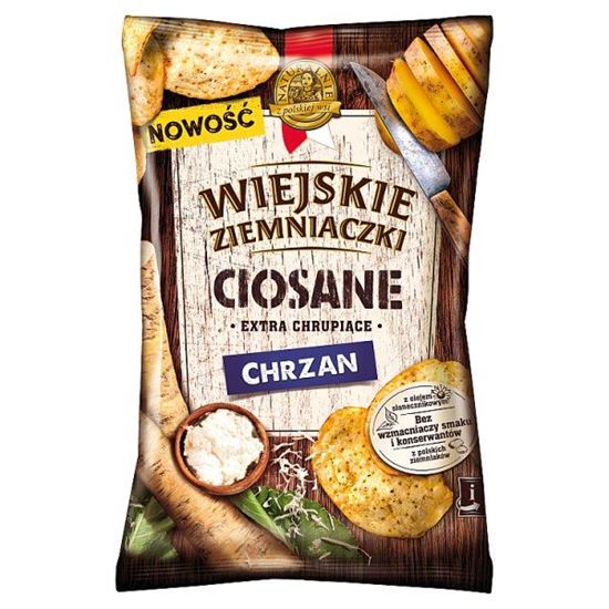 Wiejskie Ziemniaczki Ciosane Chipsy ziemniaczane o smaku chrzanowym 110 g