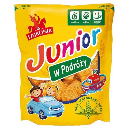 Lajkonik Junior W Podróży Drobne pieczywo o smaku waniliowym 100 g