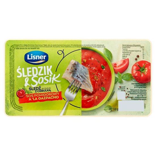 Lisner Śledzik & Sosik Śledź w oleju z cebulką sos pomidorowy a'la gazpacho 140 g