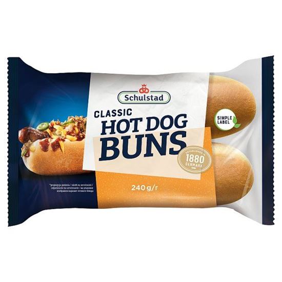 Schulstad Classic Bułki pszenne do przygotowywania hot dogów 240 g (4 x 60 g)