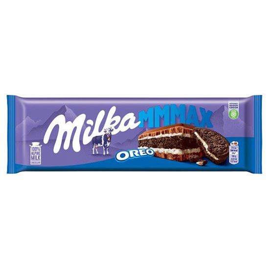Milka Mmmax Oreo Herbatniki kakaowe i nadzienie mleczne o smaku waniliowym 300 g