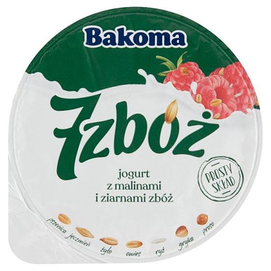 Bakoma 7 zbóż Jogurt z malinami i ziarnami zbóż 300 g