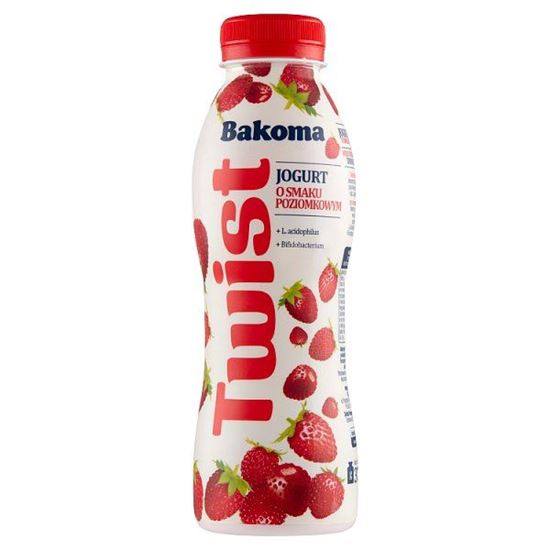 Bakoma Twist Jogurt o smaku poziomkowym 370 g
