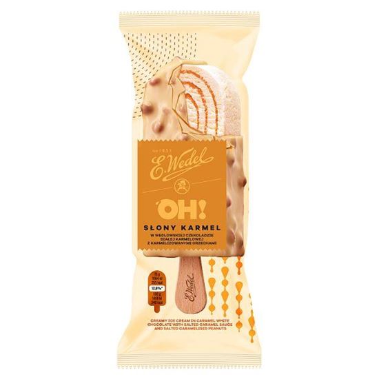 E. Wedel Oh! Lody słony karmel w czekoladzie białej karmelowej z karmelizowanymi orzechami 100 ml