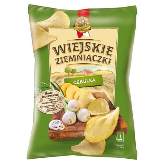 Wiejskie Ziemniaczki Chipsy ziemniaczane o smaku cebulki 130 g