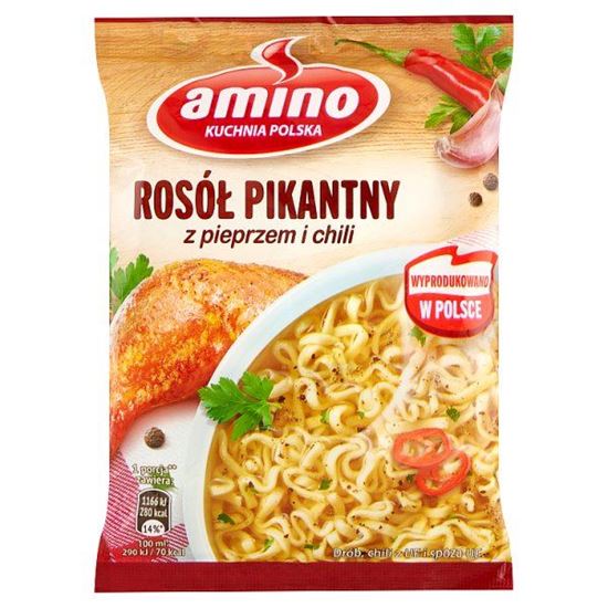 Amino Zupa błyskawiczna rosół pikantny z pieprzem i chilli 58 g