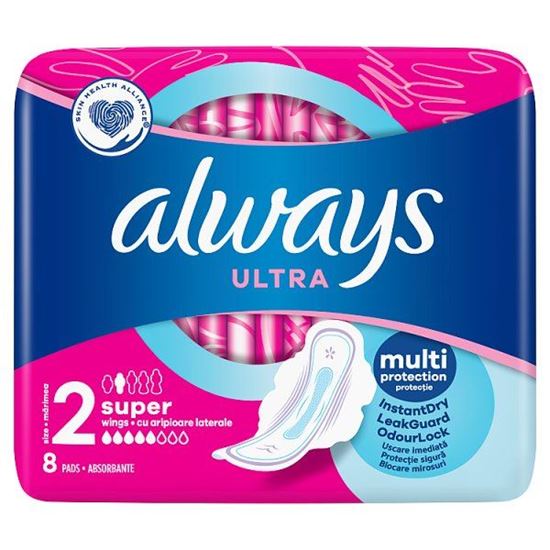 Always Ultra Super (R2) Ze Skrzydełkami Podpaski 8 Sztuk