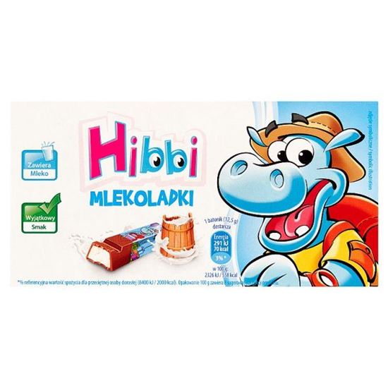 Hibbi Mlekoladki Batoniki mleczne z nadzieniem mlecznym 100 g (8 sztuk)
